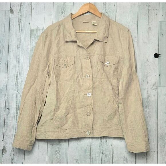 Linden Hill 100% Linen Closet Staple Lightweight Shacket Sz XL - Picture 1 of 4